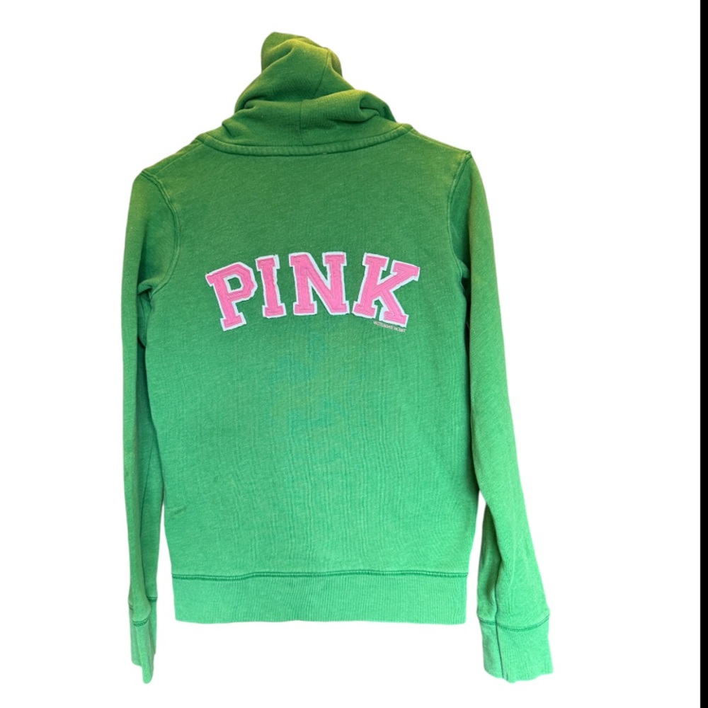 Y2k PINK Victoria’s Secret Pullover Hoodie Kangaroo Pockets VNECK Sweatshirt - Picture 12 of 13